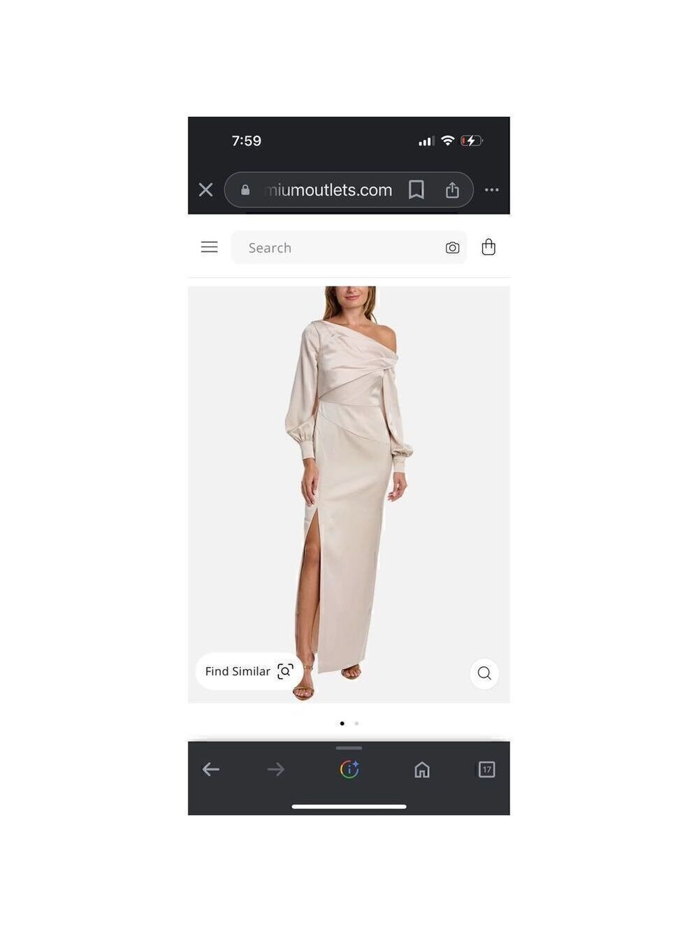 Theia Cream Bishop Sleeve Column Gown Size 12